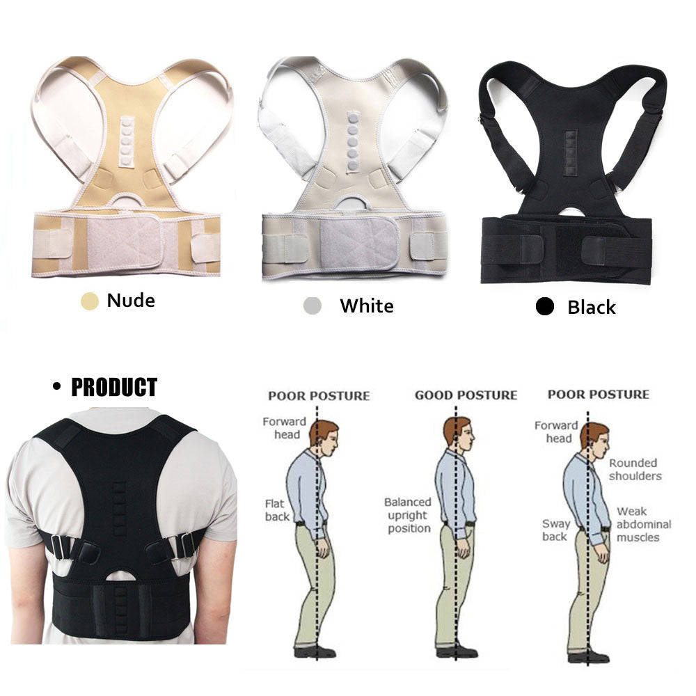 Magnetic Therapy Posture Corrector Brace - Shoulder Back Support Belt -  Bodytek Pro